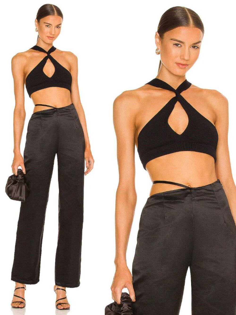 ATOIR Black Harmony Bralette dress Top knit tank crop halter Revolve $135 4